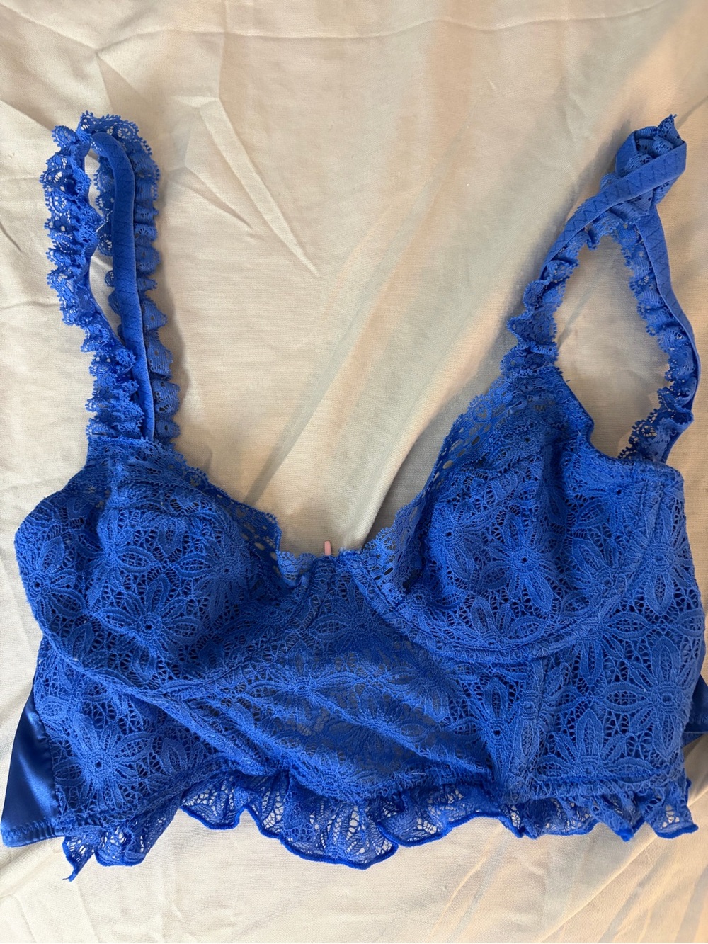 PrettyLittleThing Cobalt Lace Longline Bralette